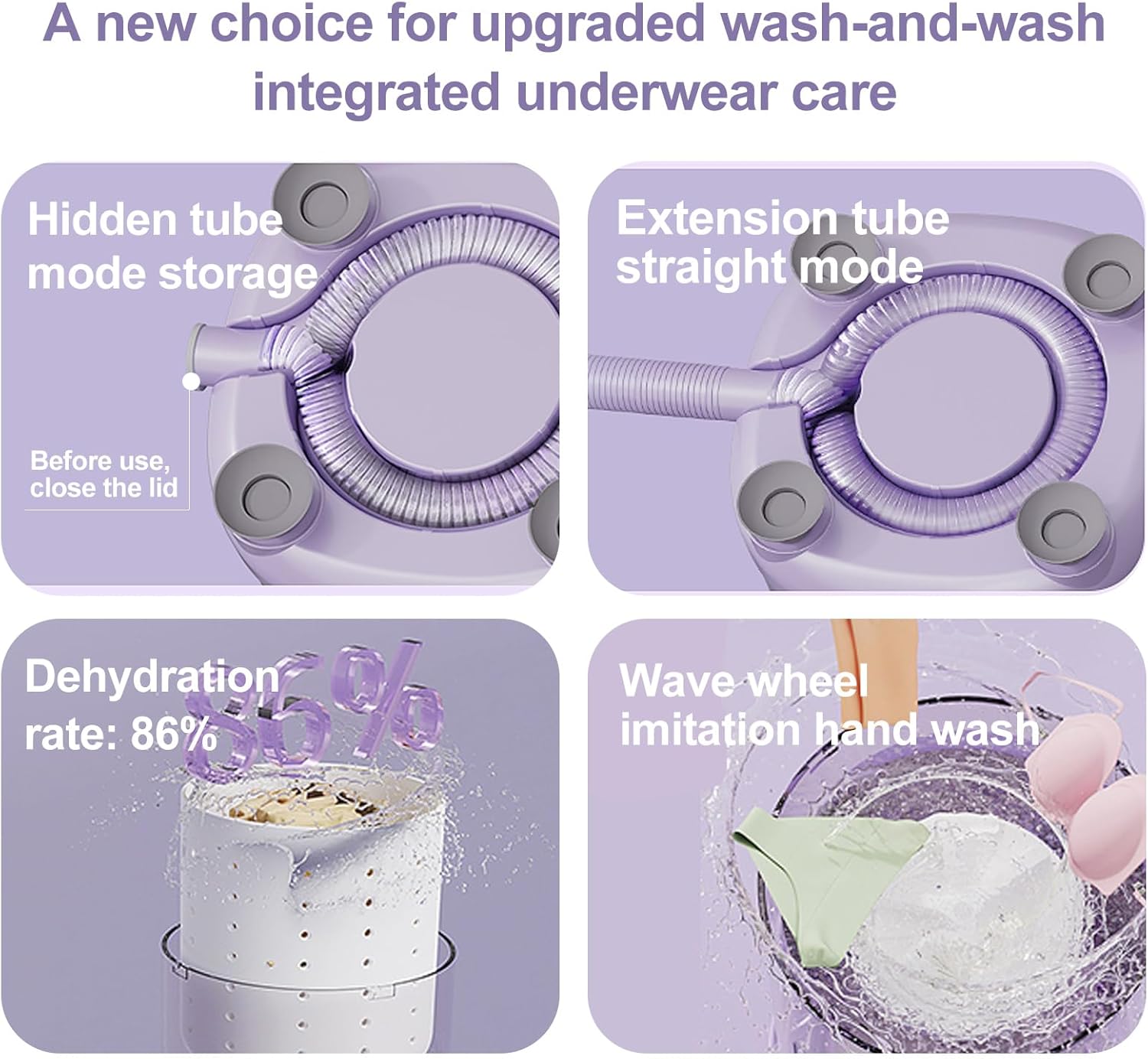 Underwear Washing Machine,Portable Washer Dryer Combo,Mini Washing Rechargeable Cordless Washing Deep Cleans Small Clothes Small Clothes for Apartment, Dorm, RV, Travel & Hotel Use (2 L capacity)