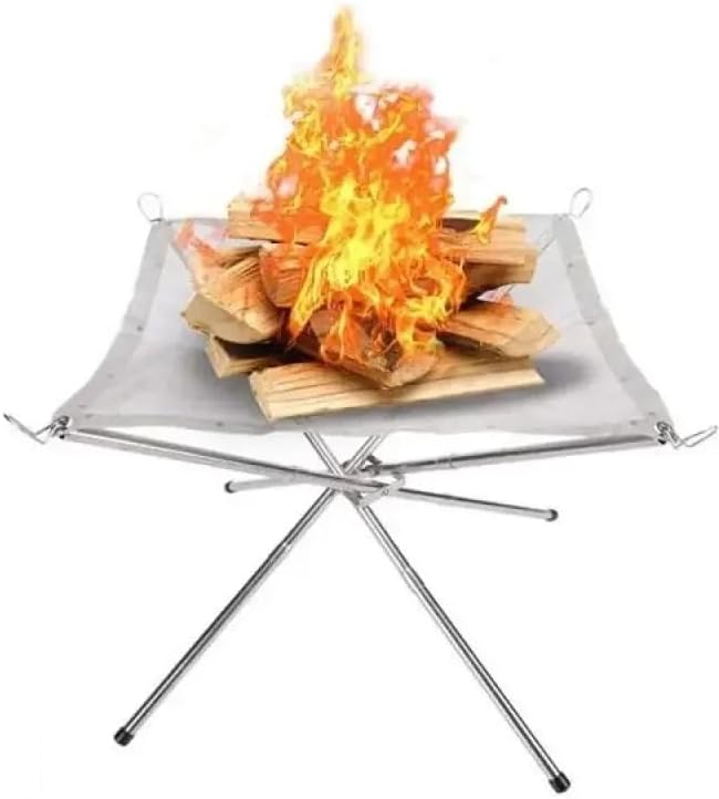 Outdoor Fireplaces Space Saving for Camping Backyard Portable Outdoor Fire Pit Stainless Steel Mesh Wood Burning Collapsible Fireplace Fire Pits