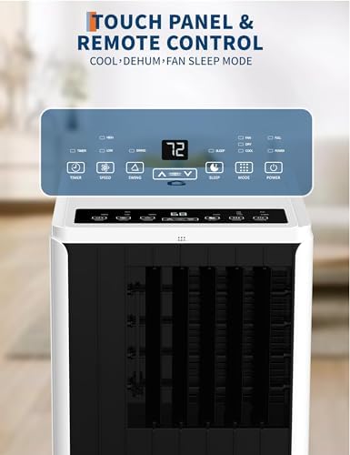 8,000 BTU Portable Air Conditioner – 3 in-1 Cooling Unit with Dehumidifier, Fan & AC Modes, 24-Hour Timer, Remote Control & Window Kit Included