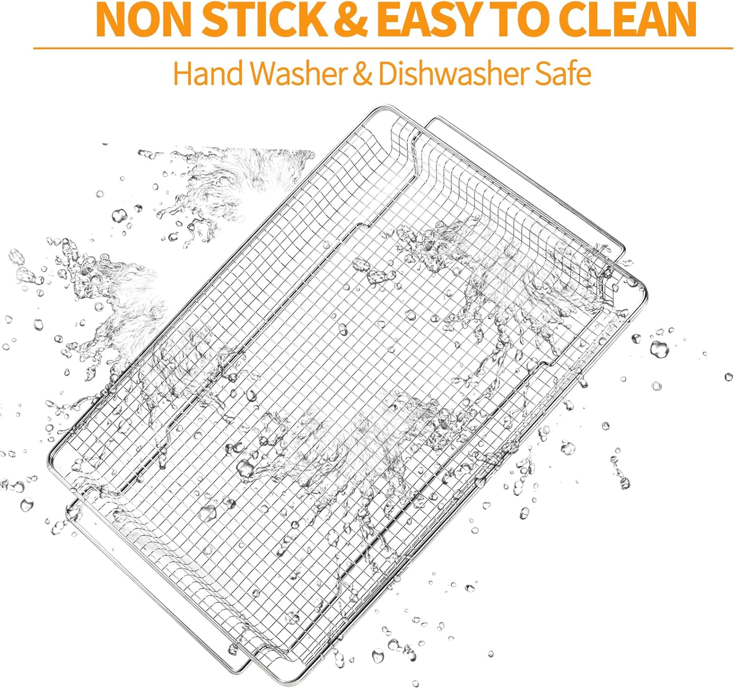 Atgestore W11548747 Air Fryer Basket Replacement for Whirlpool Kitchenaid Oven Parts 18.5’’x12.8’’ Mesh Basket 304 Stainless Steel Air Fryer Tray Range Stove Toaster Oven Rack Grill Pan Crumb Tray