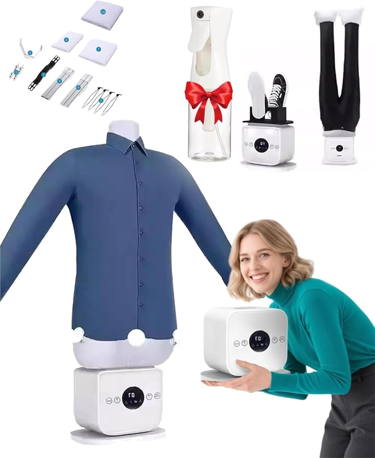 Clothes Iron, Upgraded Touched Automatic Ironing Machine 3.0 for Home, 360° Hands Free, 8 Minutes Quick Ironed Dry