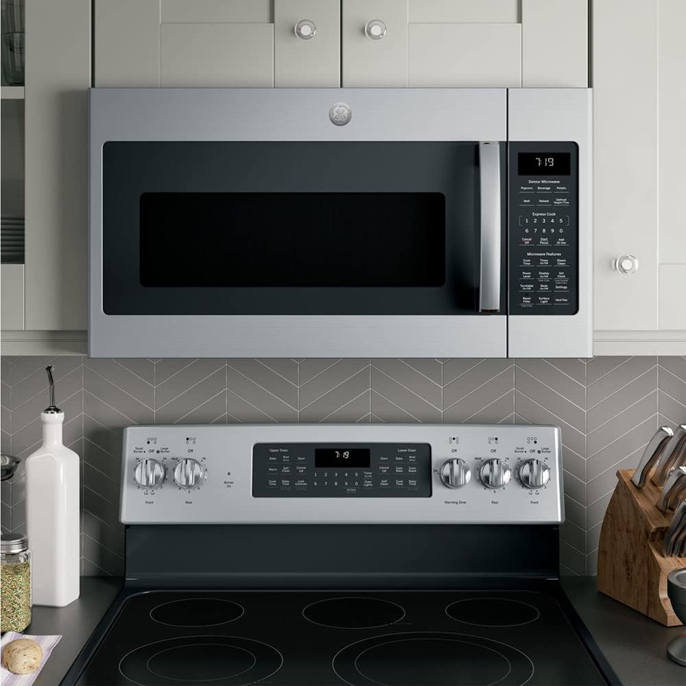 GE JVM7195SKSS 1.9 Cu. Ft. Over-the-Range Sensor Microwave Oven Stainless Steel Bundle with Premium 2 YR CPS Enhanced Protection Pack