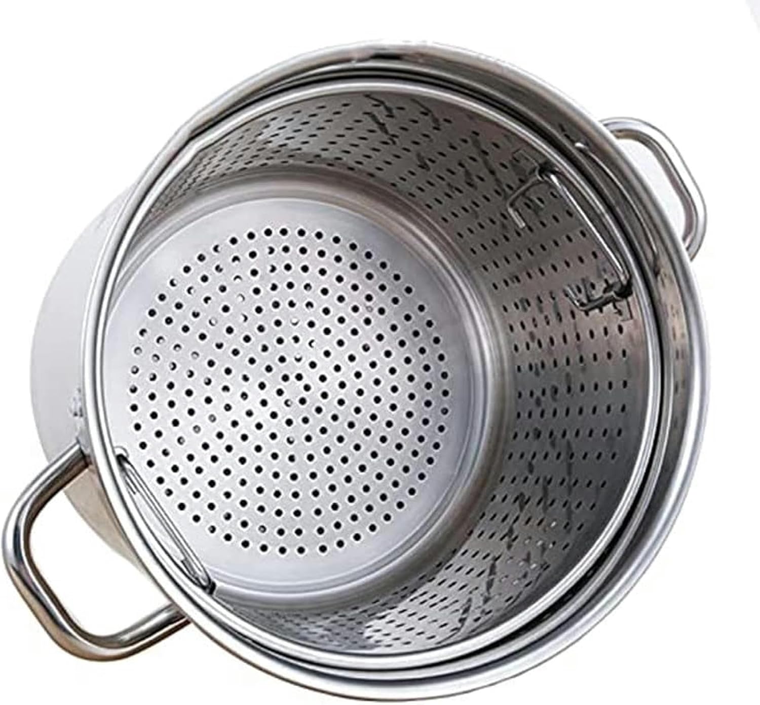 Commercial Grade Large Stock Pot with Lid and Strainer/Heavy-Duty Stainless Steel StockPot Turkey Fryer Pot with Riveted Handle for Lobster Crab Boil and Shrimp（63Qt）