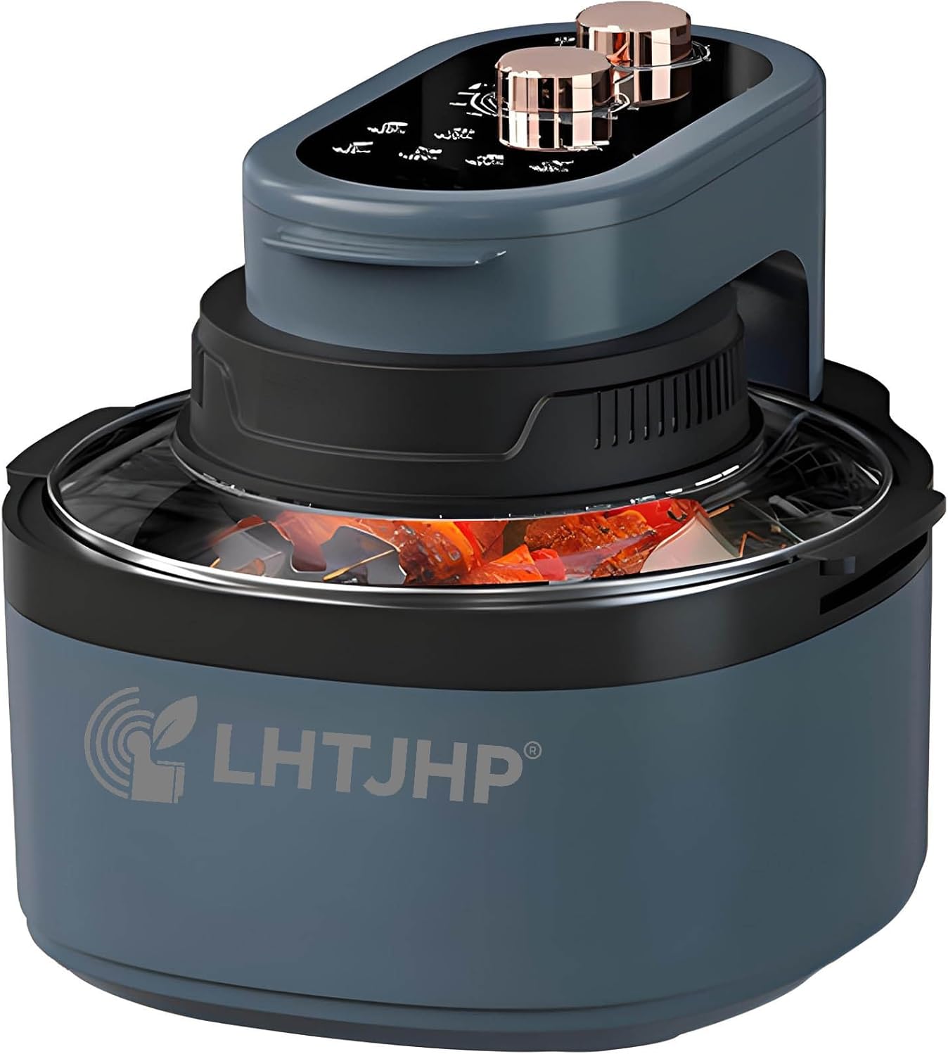 Rotatable 8-in-1 Air Fryer Toaster Oven Combo 7.5QT Large Glass Air Fryer, Rapid HotAir Tech, Family-Size Smart Cooker, Trending Modern Kitchen Essential for Healthy Meals (Dreamy blue)