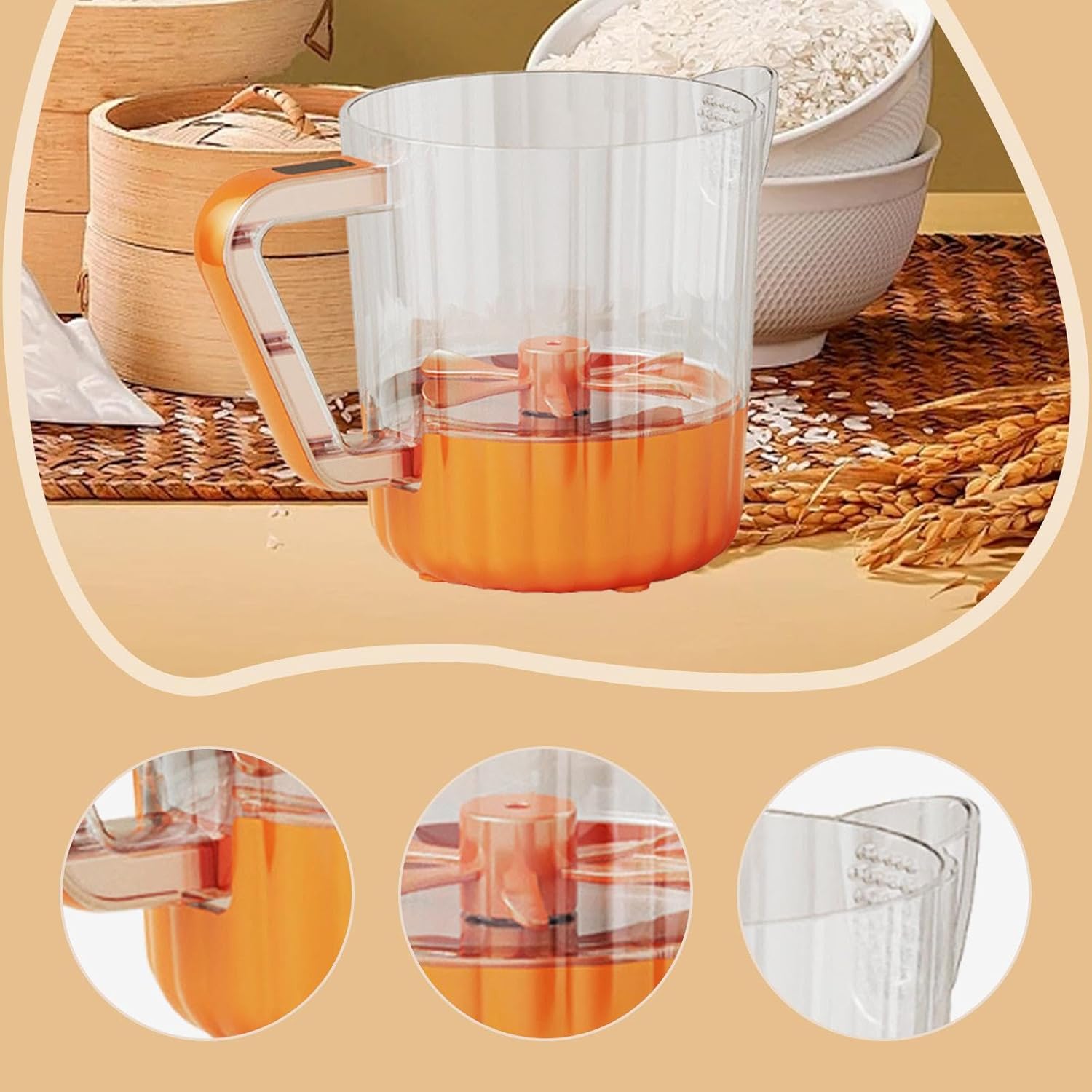 Electric Egg Beater with Strainer Spout Kitchen Utensil Kitchen Mixer Automatic Egg Whisk for Blending Mixing Hot Chocolate, Orange