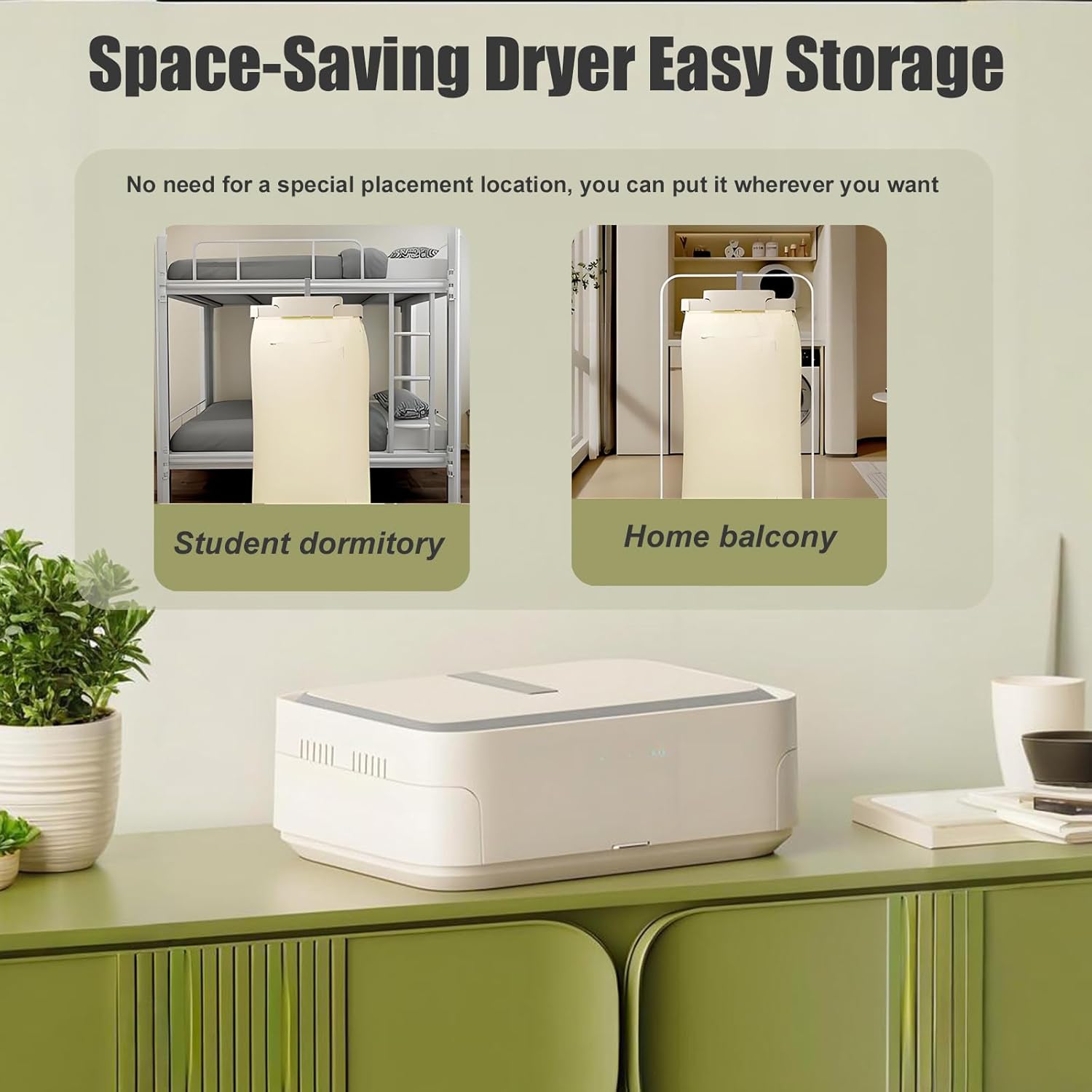 Foldable Garment Dryer with Load Capacity, Efficient 600w Quick Dry Machine, Product Color Beige, and Remote Control, Space Saving for Dorms Electric Clothing Care Machine