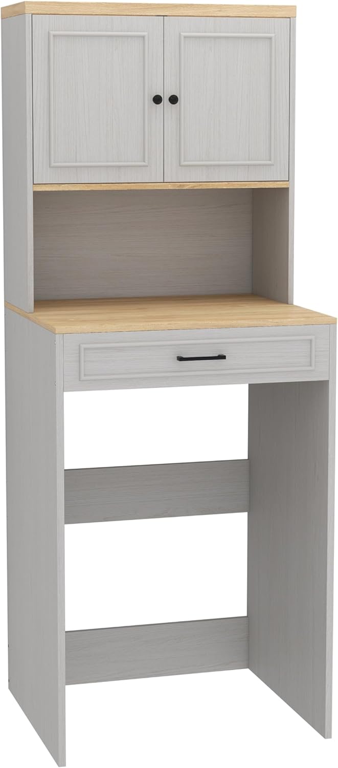 Over-Washer & Dryer Storage Cabinet - Features Fake Drawer Design,Adjustable Shelf,Wide Tabletop, and Anti-Tip Safety -Laundry Room Organizer for Space-Saving Storage Above Appliances