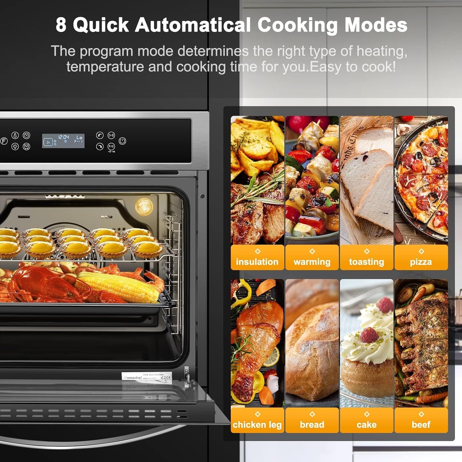 AMZCHEF Single Wall Oven 24