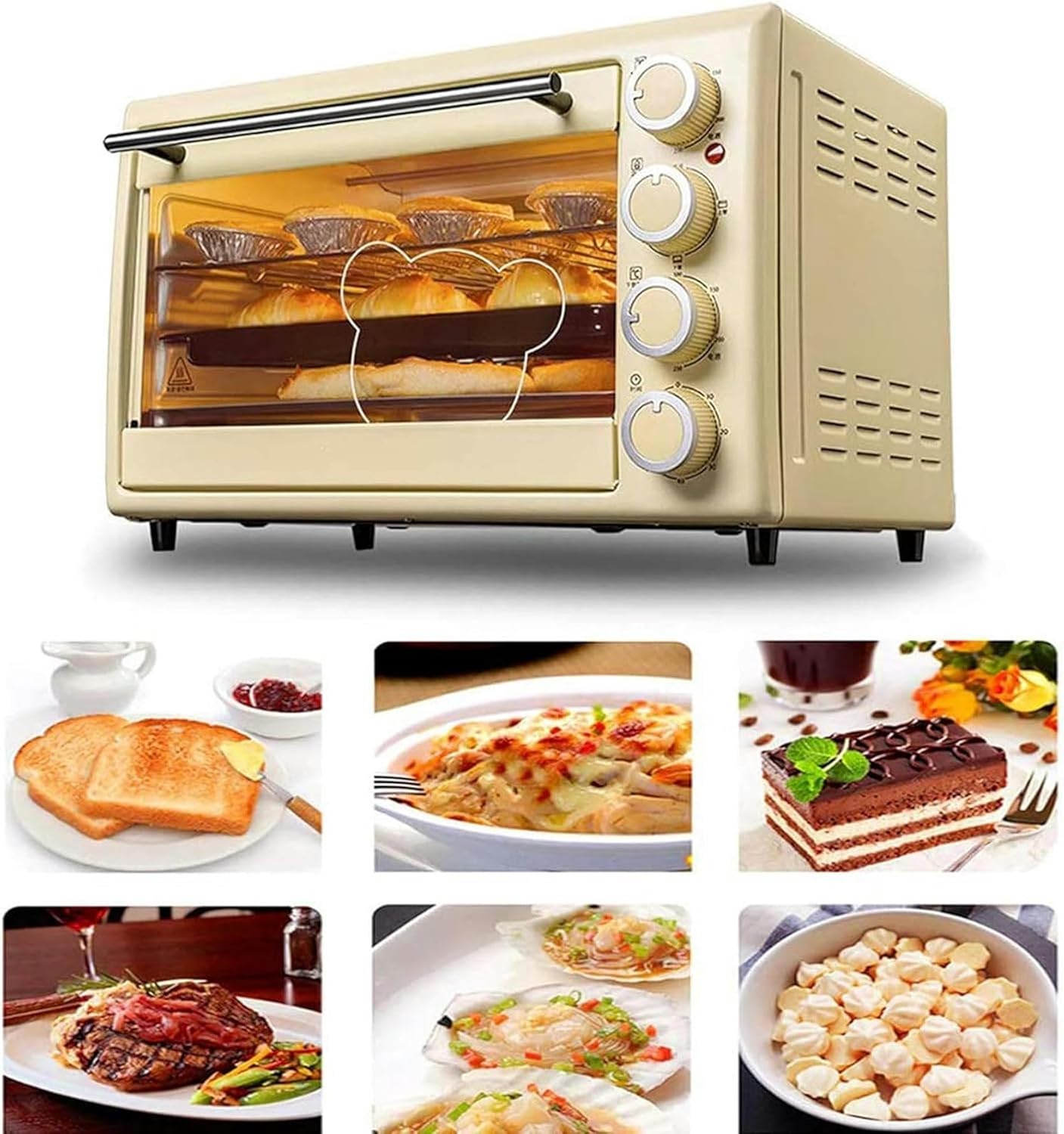 AMNOOL Multifunctional Automatic Electric Oven， Household 30L Large Capacity Intelligent Baking Retro Countertop Electric Oven Electric Microwave Oaven Useful-1*