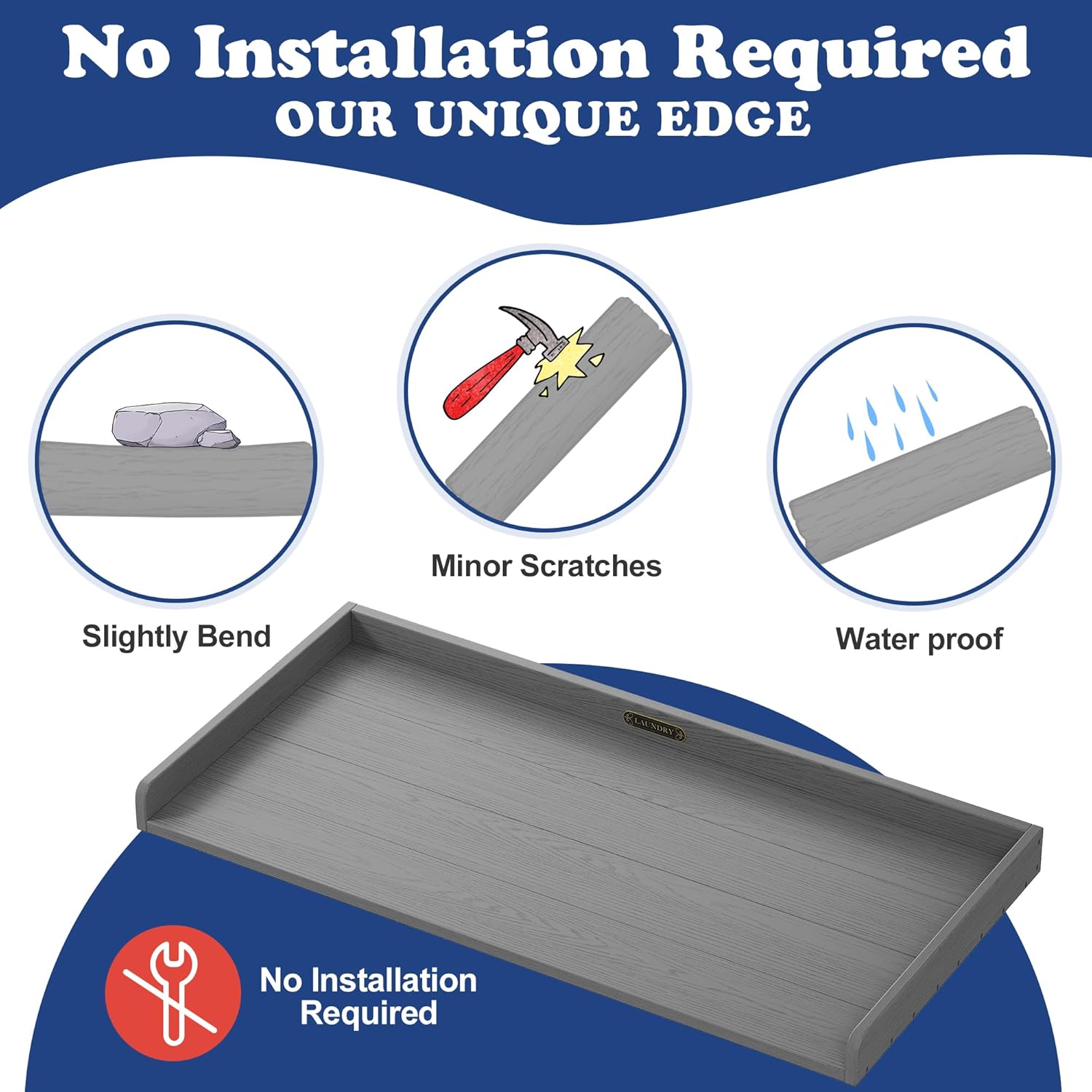 Washer Dryer Countertop HDPE No Installation - Washer and Dryer Topper Covers for The Top Laundry Room Organization and Storage Waterproof