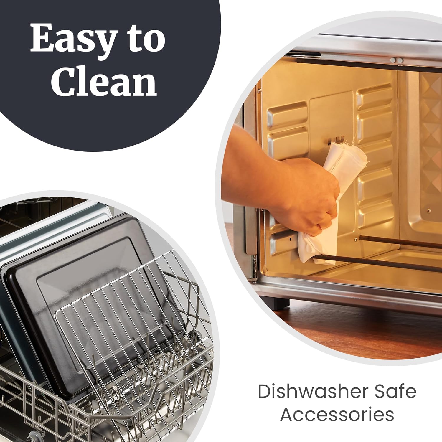 Elite Gourmet ETO4524 45L Countertop Convection Toaster Oven, French Doors, Adjustable Temperature & Timer, Bake, Roast, Broil, Toast, Includes Baking Pan, Rack, Rotisserie, Stainless Steel