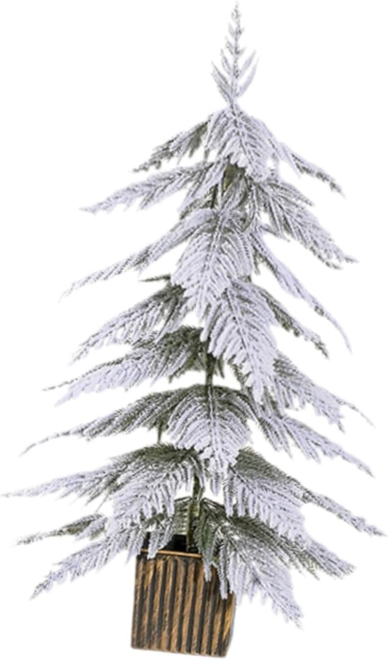 Snow Flocked Artificial Christmas Tree,Xmas Tree Small Artificial Christmas Tree Mini Desk Christmas Tree for Cabinet Holiday, Height 90cm(Height 60cm)