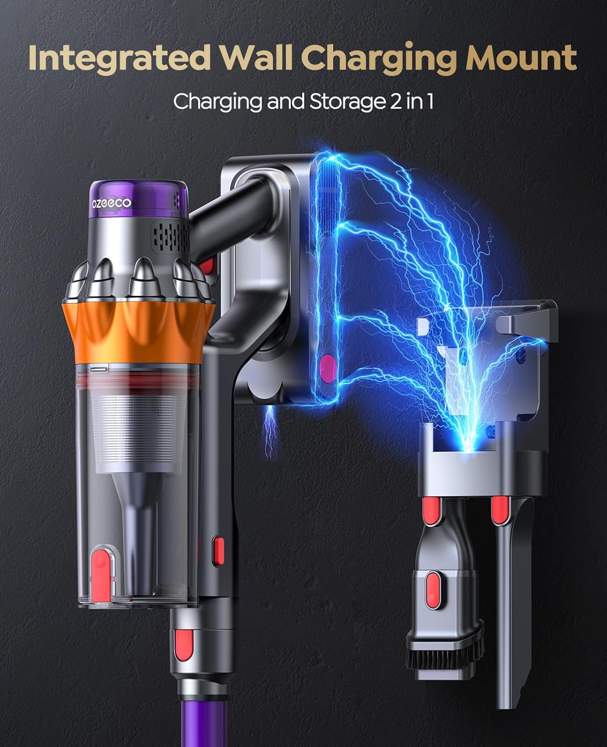 Cordless Vacuum Cleaner, 600W/50KPA/65Mins Vacuum Cleaners for Home, Self-Standing Stick Vacuum with Wall Mount Charging and Auto Mode, Handheld Vacuum for Pet Hair/Carpet/Floor