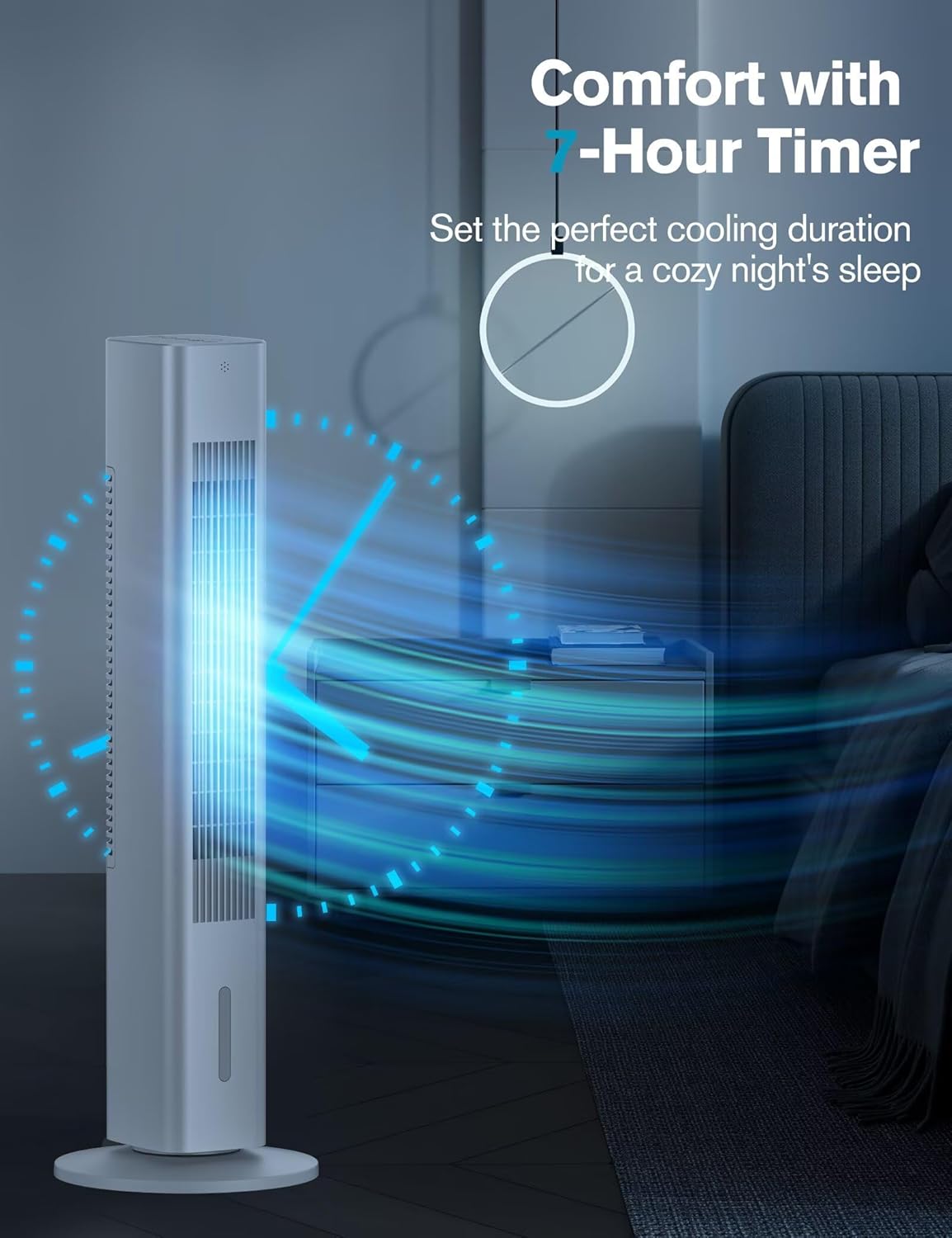 Windowless Portable Air Conditioner, Evaporative Air Cooler w/1.2L Water Tank, 3 Ice Packs, 7H Timer, 60° Swing, No Hose No Window Needed, 3-IN-1 Portable AC Unit for Room Bedroom Outdoor, Ivory