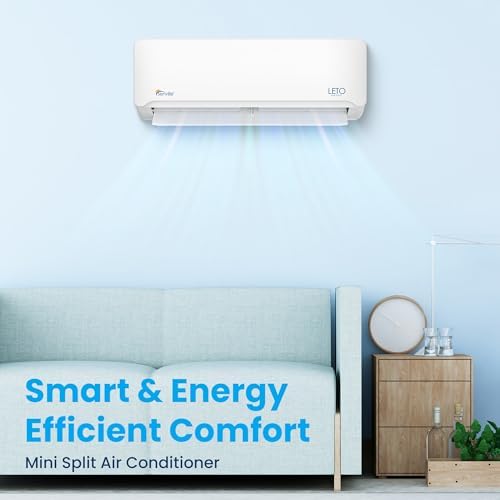 Senville LETO Series Mini Split Air Conditioner Heat Pump, 9000 BTU 110/120V, Inverter, Works with Alexa, SEER2 21.5, White