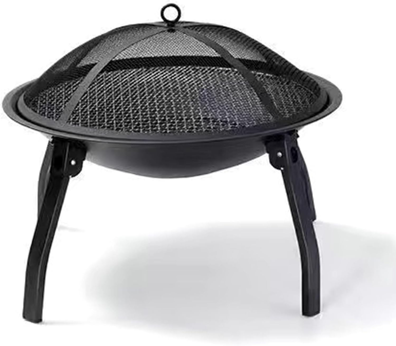 TemkIN Wood Burning Fire Pits for Outside, Folding Metal Fire Pit Table with Cover & Rain Cover, Cooking BBQ Grill, for Camping Picnic Cooking BBQ, Black