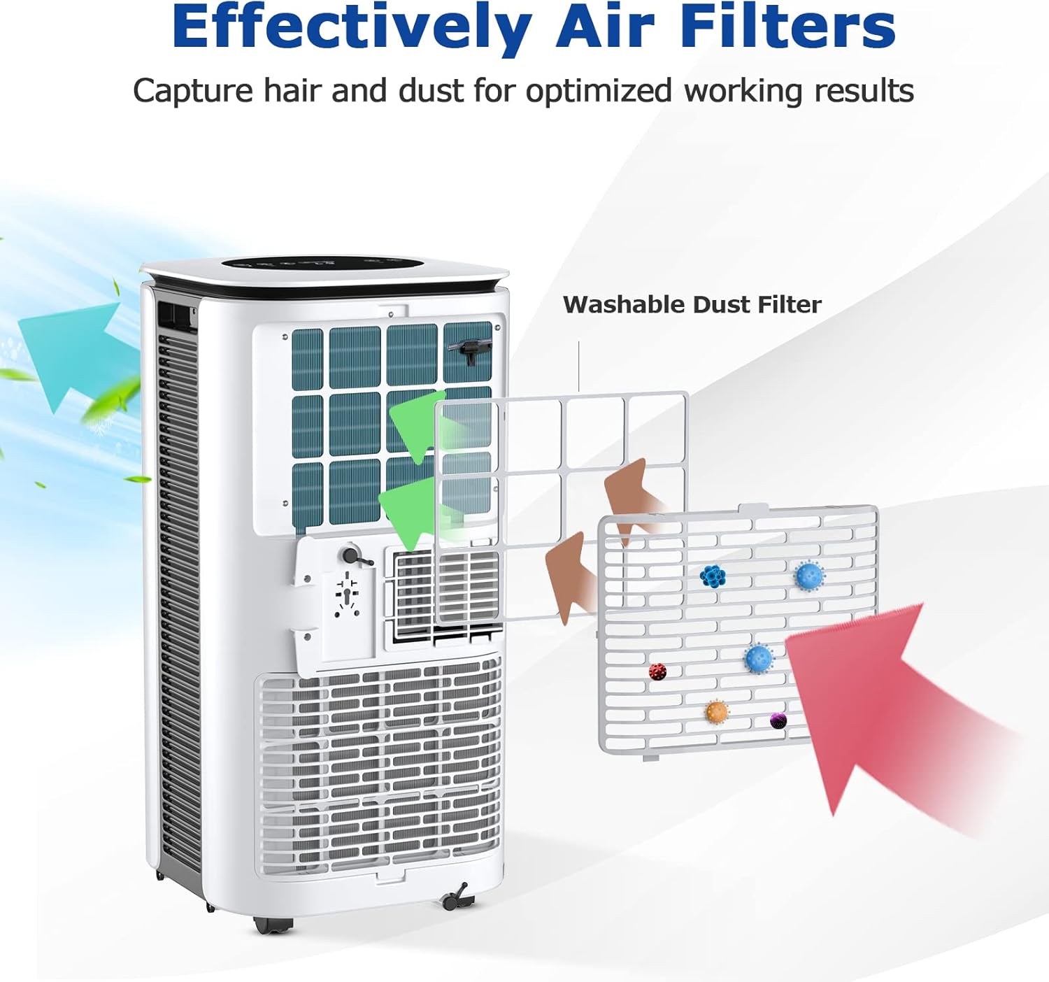 ARLIME Portable Air Conditioners, 9000 BTU AC Unit with Remote Control, 2 Speed Winds, Cools up to 350 Sq. Ft., 24H Timer, Window Kit, Floor Air Cooler for Bedroom, Room, Office, Dorm