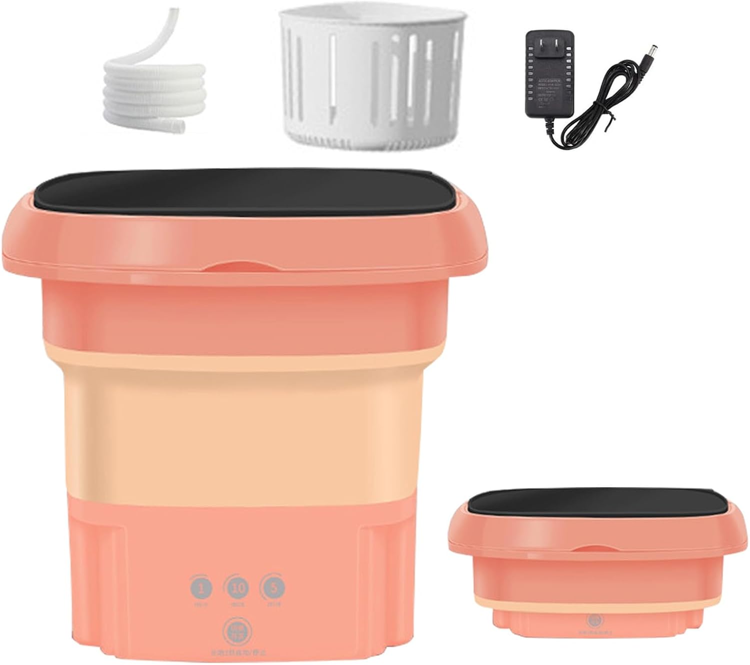 Portable Folding Mini Washing Machine, 6L Large Capacity, with Clothes Basket, Suitable for Washing Baby Clothes, Underwear, Socks, Suitable for Apartments, Dormitories, Camping ( Color : Orange )