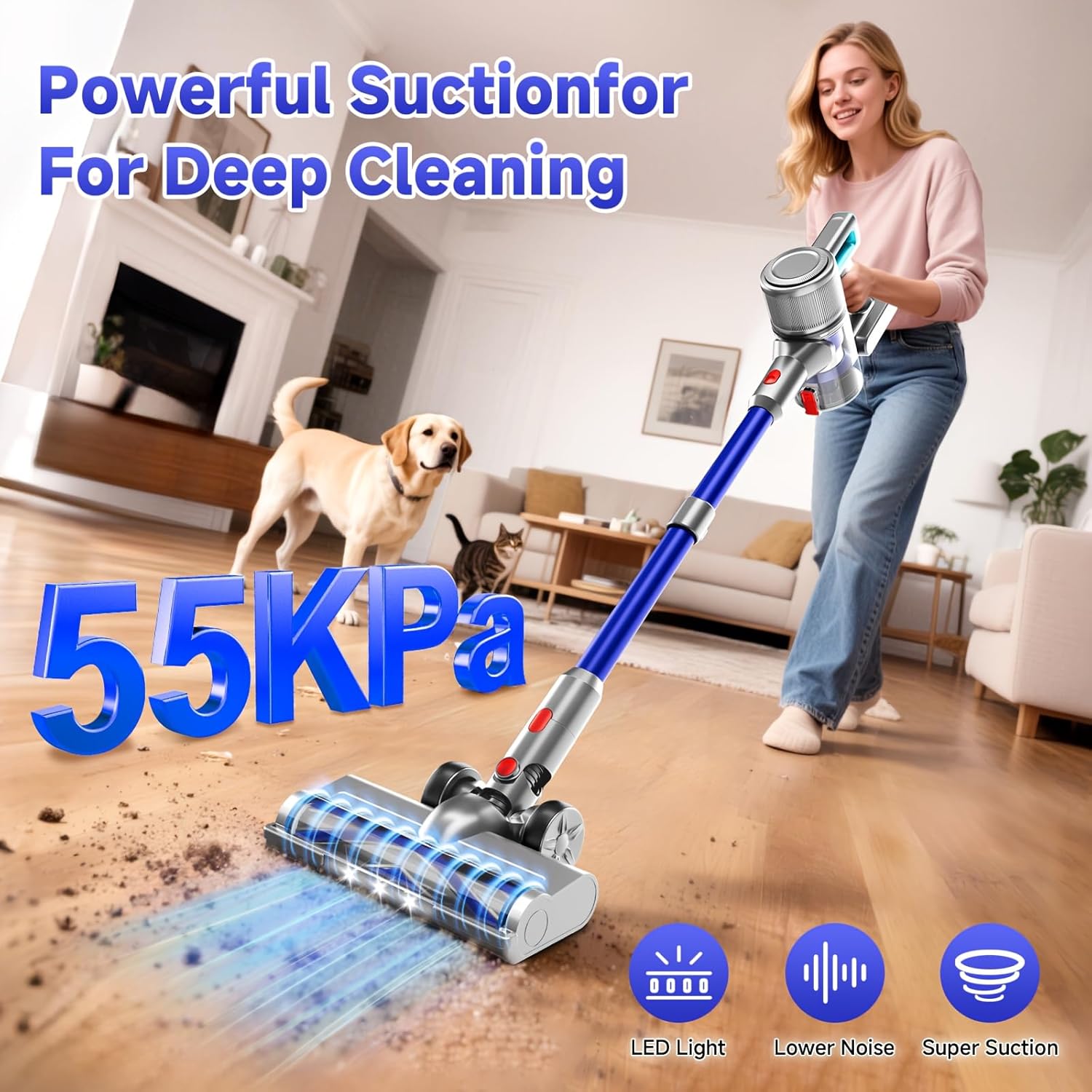 KIKETECH Cordless Vacuum Cleaner for Home, Lightweight Vacuum for Pet Hair/Carpet/Floor, N507