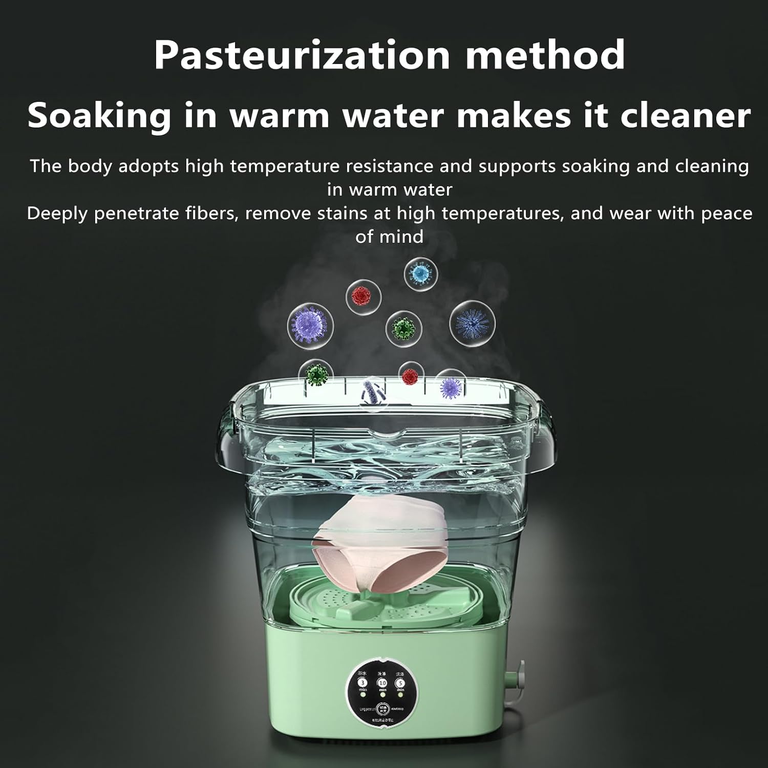 Portable Washing Machine, Mini Washer with 3 Modes And Spin Basket, 4.5L Large Capacity Laundry Washer Deep Cleaning for Underwear, Foldable Washing Machine for Apartments,Camping,Travel ,Pink