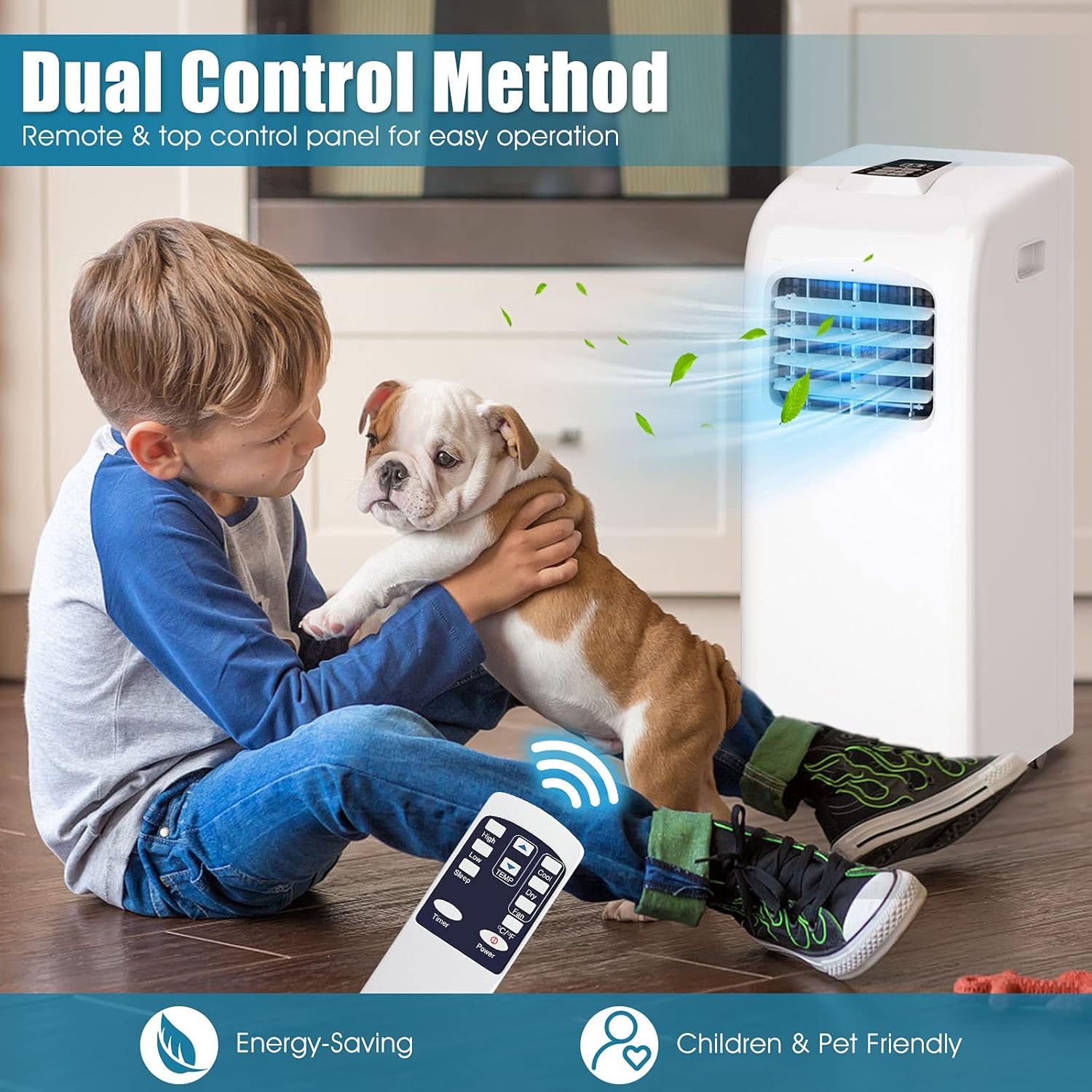 DORTALA 8000 BTU Portable Air Conditioner, AC Cooling Unit with Remote Control, Dehumidifier, 24H Timer, Window Kit, Cool Rooms Up to 400 Sq.Ft