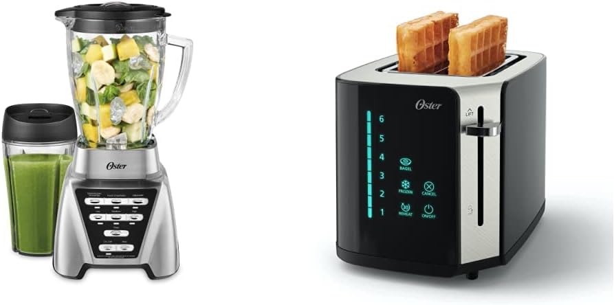 Oster Blender | Pro 1200 with Glass Jar + Oster 2-Slice Toaster, Touch Screen