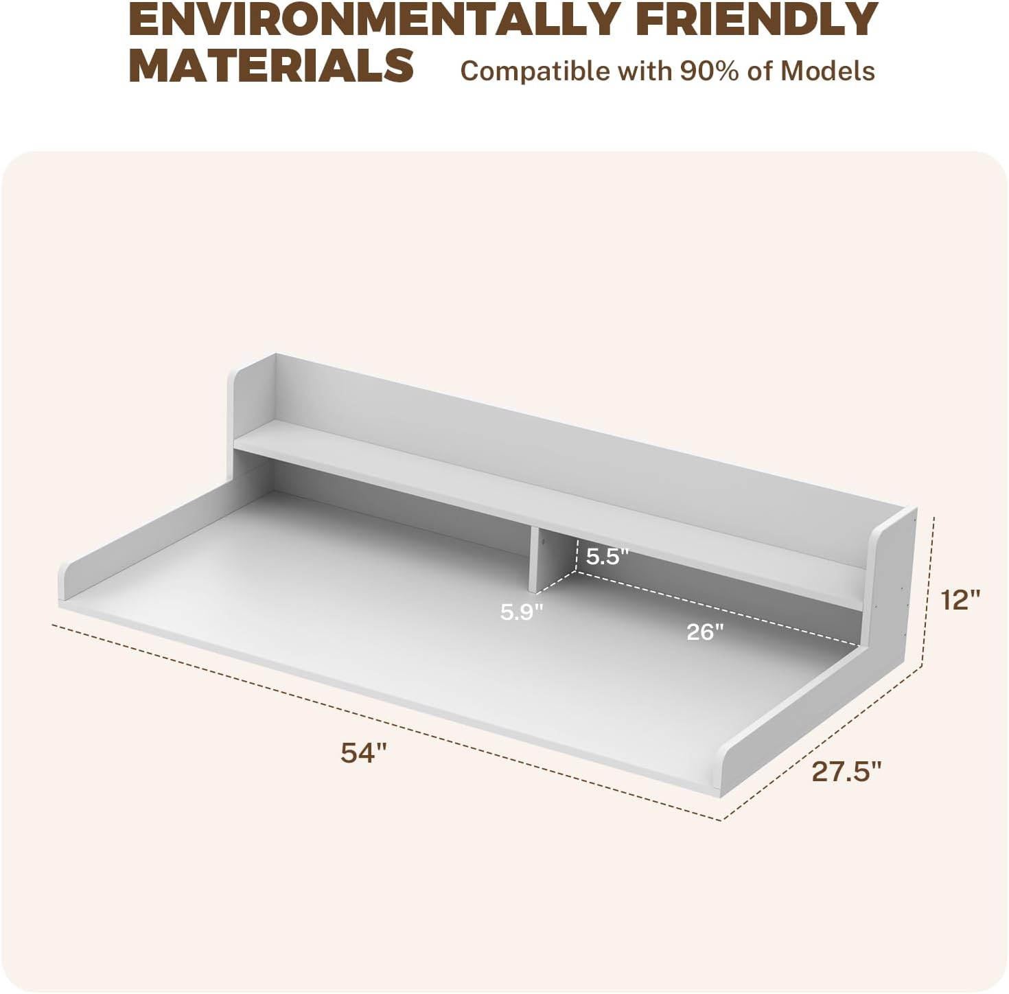 FAHKNS 2-Tier Washer Dryer Countertop - Solid Wood Laundry Topper with Anti-Slip Mat, 54