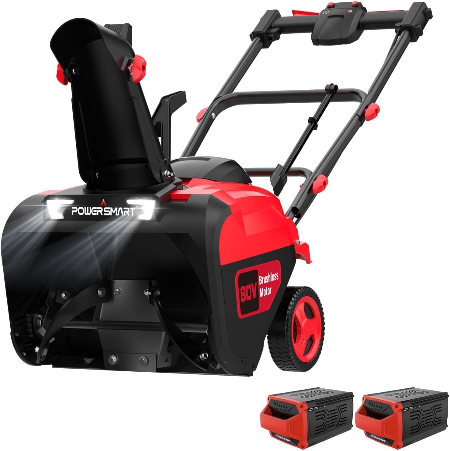 PowerSmart 80V 21-Inch Cordless Single Stage Snow Blower, 6.0Ah Battery, Charger (2 Battery)