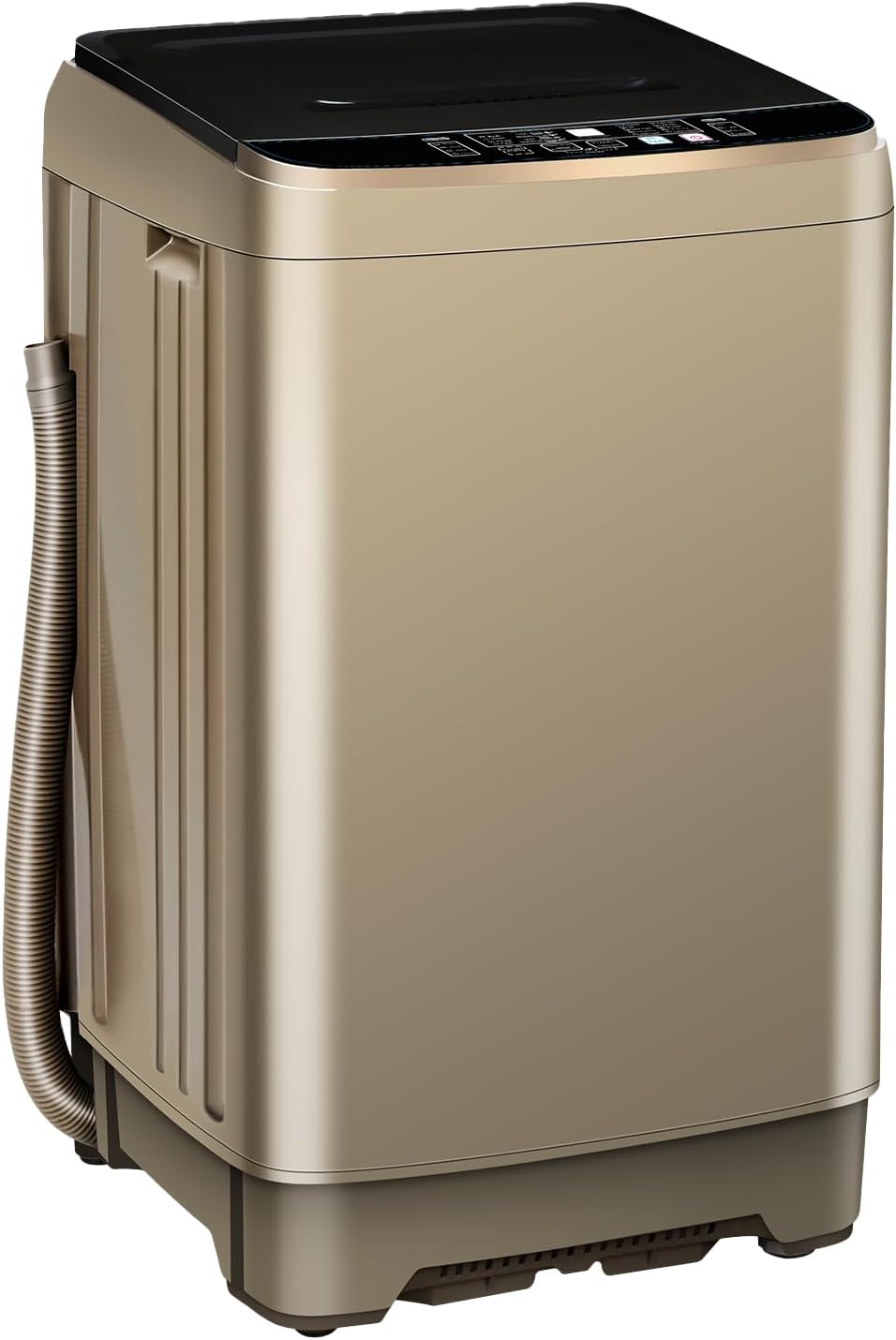 15.6lbs Full-Automatic Washing Machine, Portable Compact Laundry Washer with Drain Pump, 10 Programs 8 Water Levels with LED Display for RV, Camping, Apartment, Dorm, GOLD