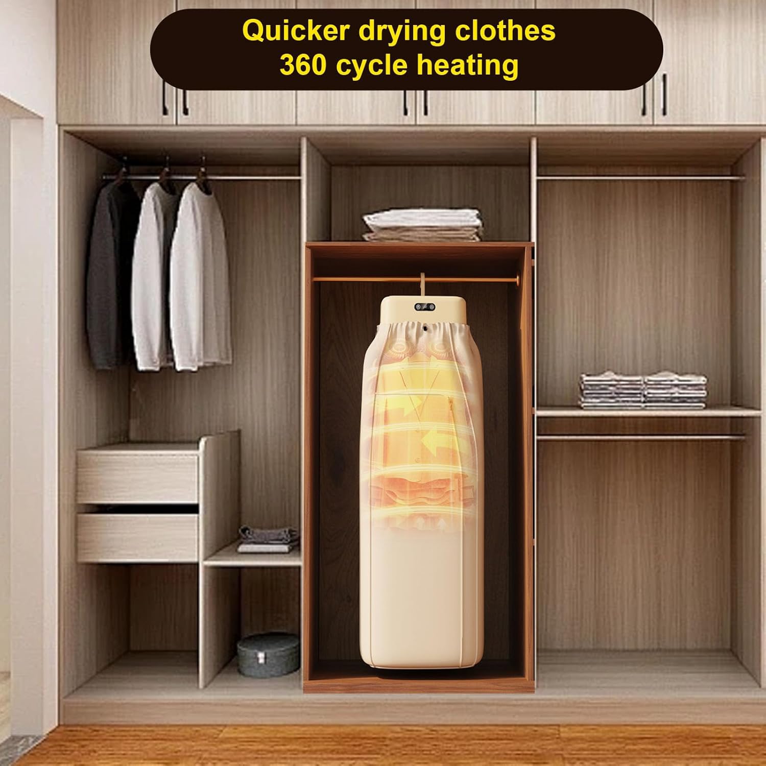 Fafeicy Portable Clothes Dryer 600W Fast Drying Foldable Compact Laundry Machine for Apartment Travel Use