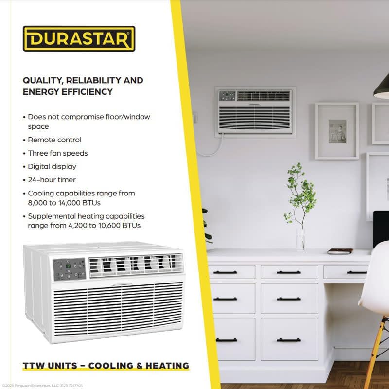 DRTHC081XNA1SLV 8,000 BTU 115V Through the Wall Air Conditioner with 4200 BTU Supplemental Heating and Wall Sleeve - White