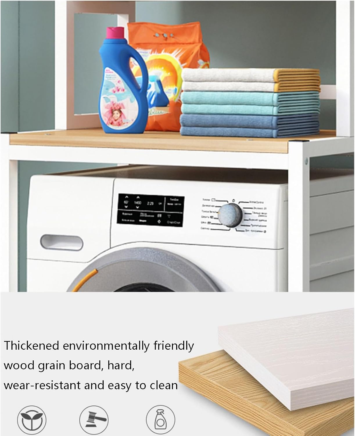 Washing Machine Dryer Storage Shelf, Laundry Room Storage Rack, Bathroom Space Balcony Storage Rack, Load Capacity 500 Catties (Color : Black) (White)