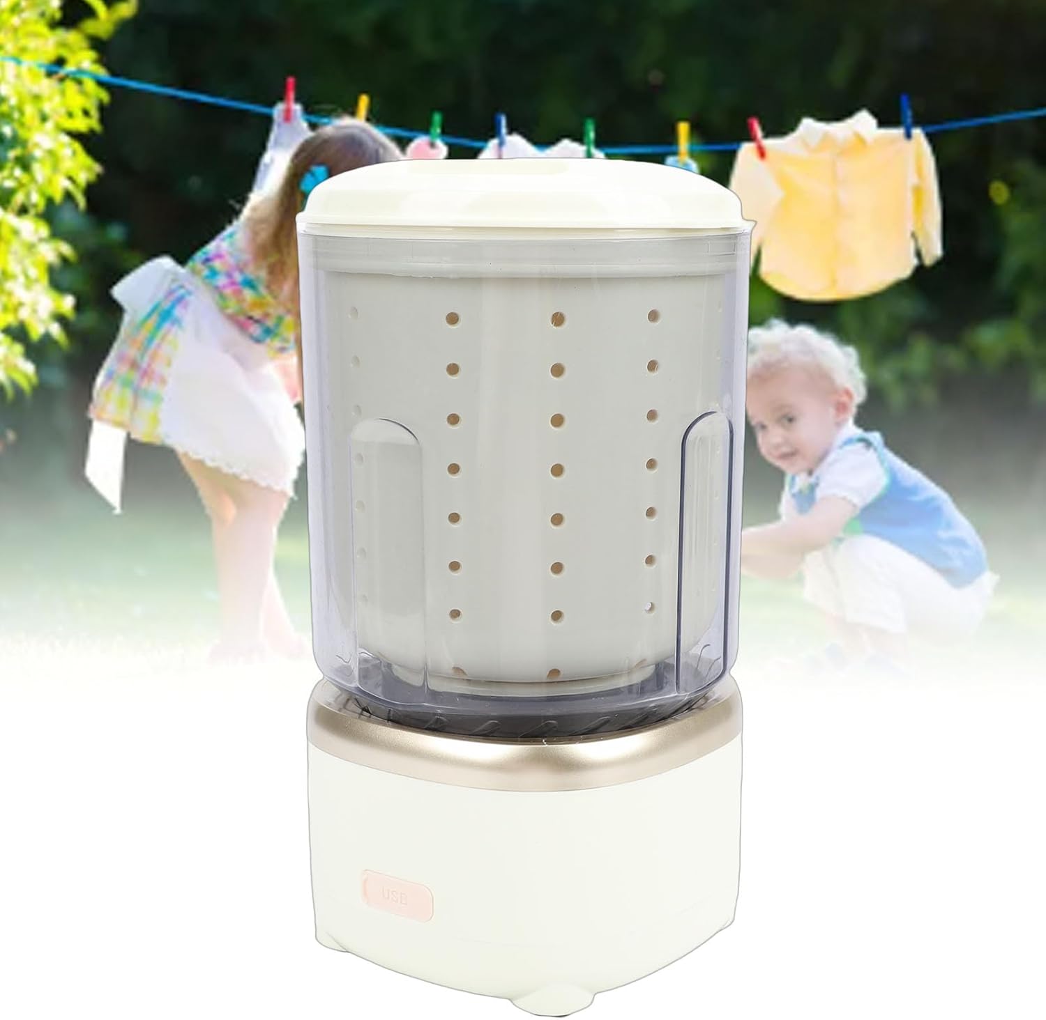 Asixxsix Portable Washing Machine, 2L Portable Laundry Machine Underwear Washer with Spin Dry, Cordless Underwear Washing Machine for Apartment, Dorm, RV, Travel & Hotel Use