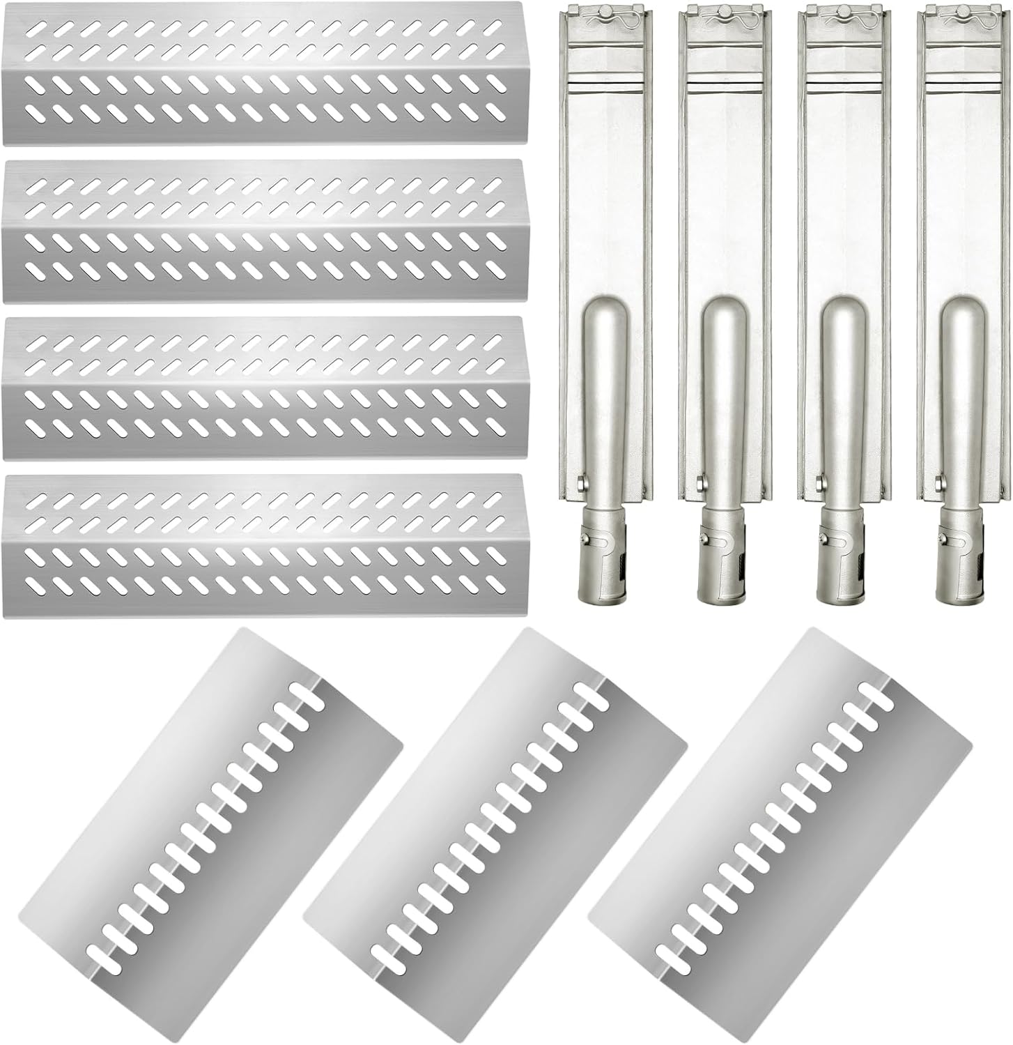 4 Packs 16631 and 3 Packs 16520 Heat Plate with 4 Packs Heavy Duty Burner Replacement for Bull Flame Tamer Replacement Parts,for Bull 4 Burner Grill 26038 26039 47629 69008 16561 Bull Angus