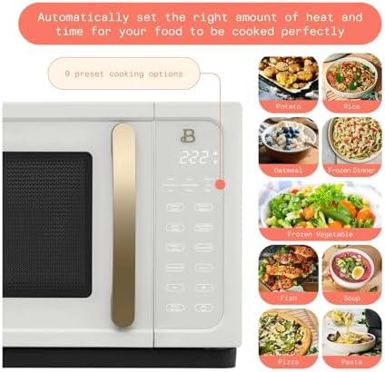 Beautiful 1.1 Cu Ft 1000W Sensor Microwave Oven – Compact Countertop with Smart Sensor Cooking, 10 Power Levels & Easy Clean Interior – Perfect for Quick Meals, Office & Holiday Hosting