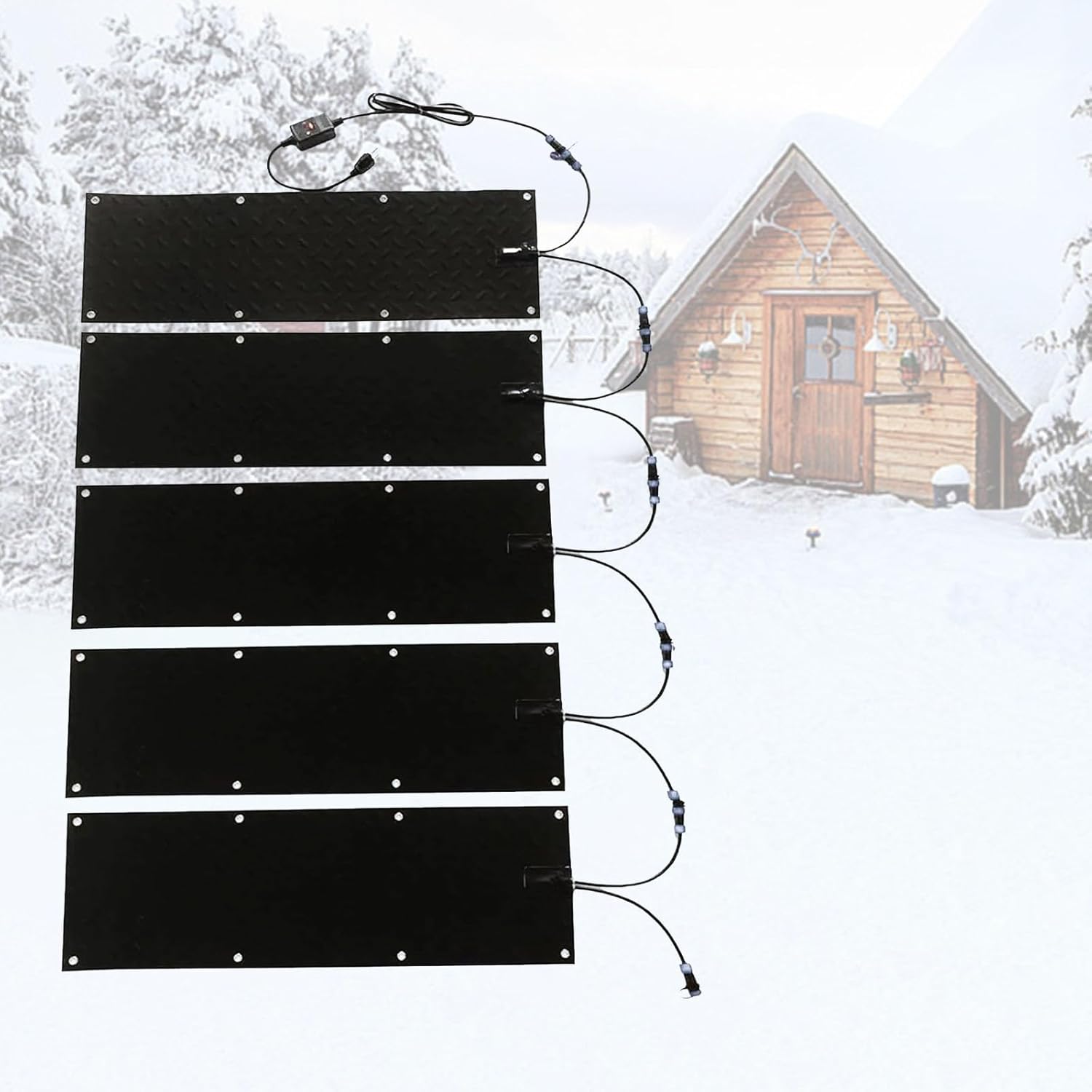 Snow Melting Mats for Stairs,Heated Snow Melting Mats for Entrances,3/4/5 pcs No-Slip Heating Stair Heating Mat Winter Walkways