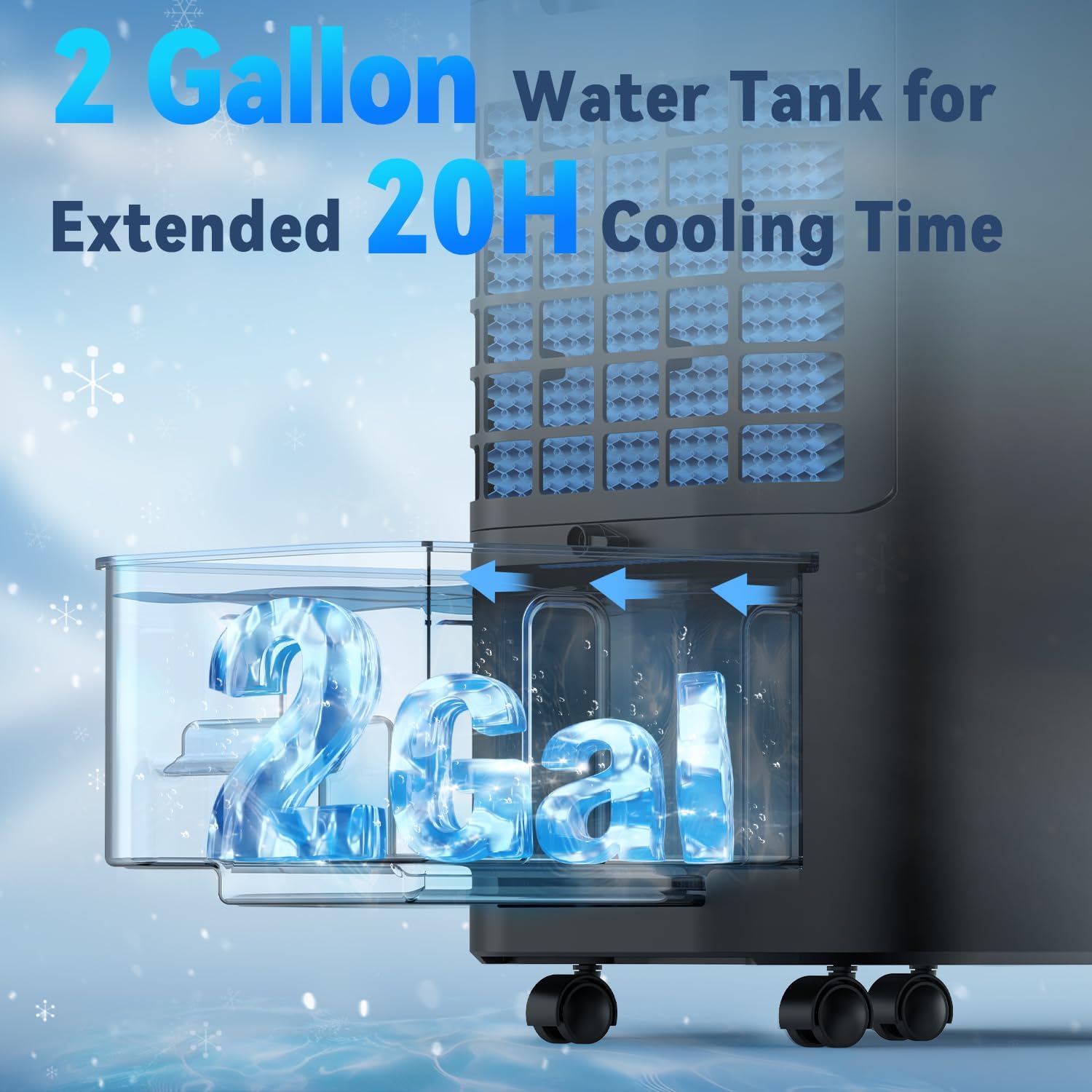 FANCOLE Windowless Portable Air Conditioners with 4Modes & 3Speeds, 15H Timer for Smart Auto-off, 2Gal Tank for 20H Cooling, Evaporative Air Cooler 17 FT Remote, 120° Swing Swamp Cooler No Hose Needed