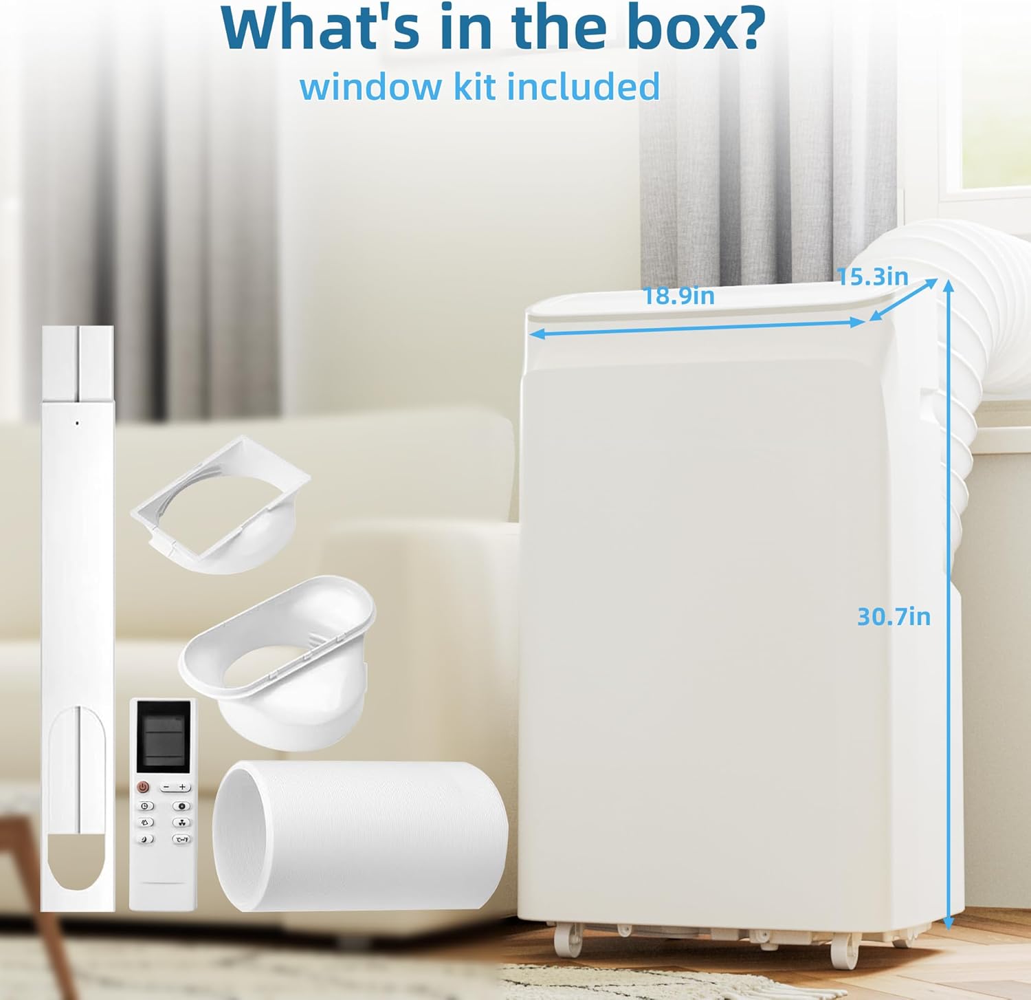 Efficient Cooling with Portable Air Conditioner - 12000 BTU Portable Air Conditioner Cools Rooms Up to 450 Sq. Ft, 3-In-1 Functionality, Quiet Operation