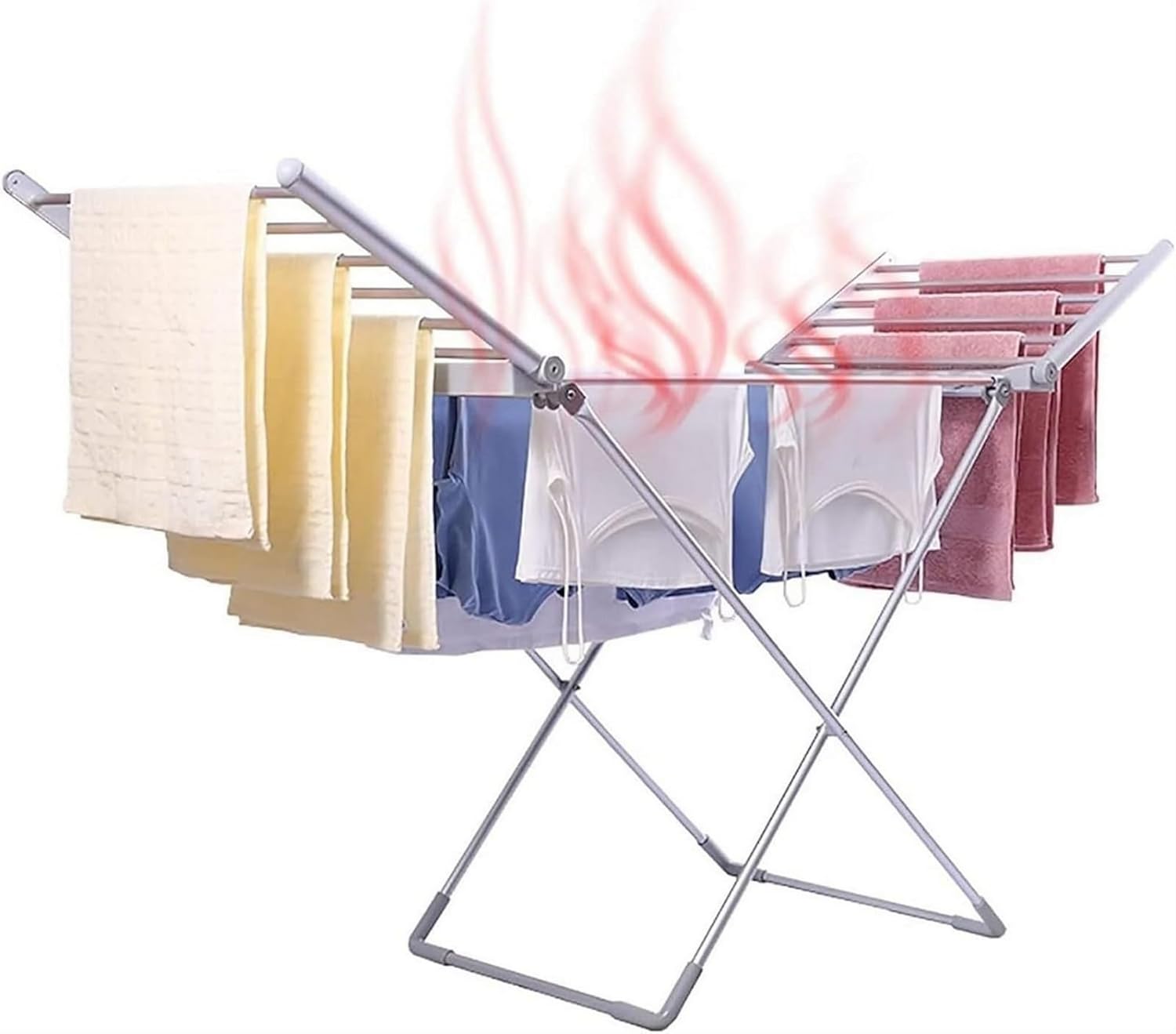 Portable Heated Airer Electric Clothes Drying Rack Energy Saving Folding Stand for Home Laundry Room. (A)