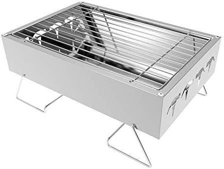 BBQ Grill Outdoor Grill Stainless Steel Uncoated Charcoal BBQ Small Mini Barbecue Grill Dinner Outdoor Barbecue