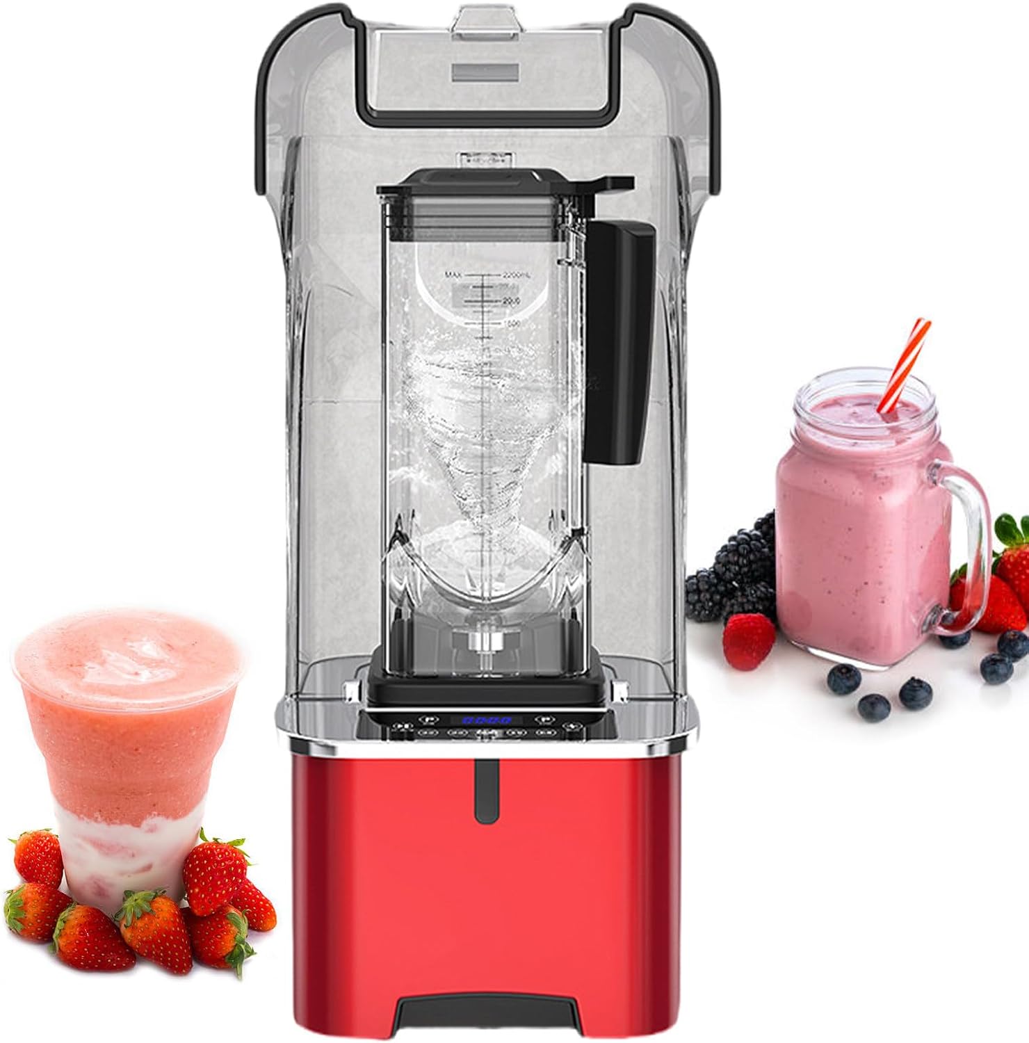 Touch Screen Blender Smoothie Maker, 2200 W Powerful Blender for Kitchen with 2.2 L Thickened Blending Cup & 6-Blade Design, with Sound Enclosure, for Shakes, Smoothies, Ice Crushing