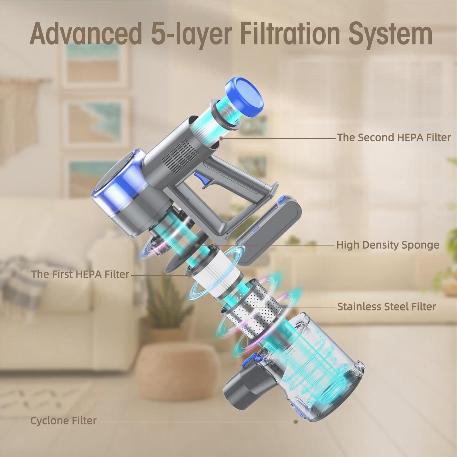 Cordless Vacuum Cleaner, 33 KPA 45 Mins Vacuum Cleaners for Home, 8 in 1 Lightweight Self-Standing Stick Vacuum with Touch Screen, Ultra High-Power Brush for Pet Hair/Plush Carpet/All Floor