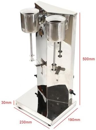 Electric Commercial Double Head Milkshake Maker, Drink Mixer Blender Machine with Adjustable Speed, Stainless Steel Milk Shake Machine with 2Cups for Home and Business