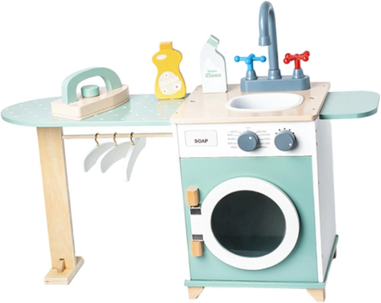 Small Household Appliances Toy Miniature Washer Toy Simulation Wooden Laundry Playset Pretend Play Toy for Birthday Gifts