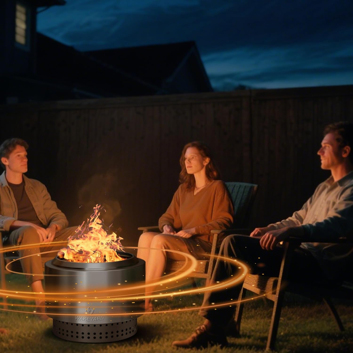 19.5 inch Smokeless FirePit with Waterproof Bag & Poker, Stainless Steel Outdoor Smokeless Fire Pit, Wood Burning Fire Pit for Patio, Camping, Backyard