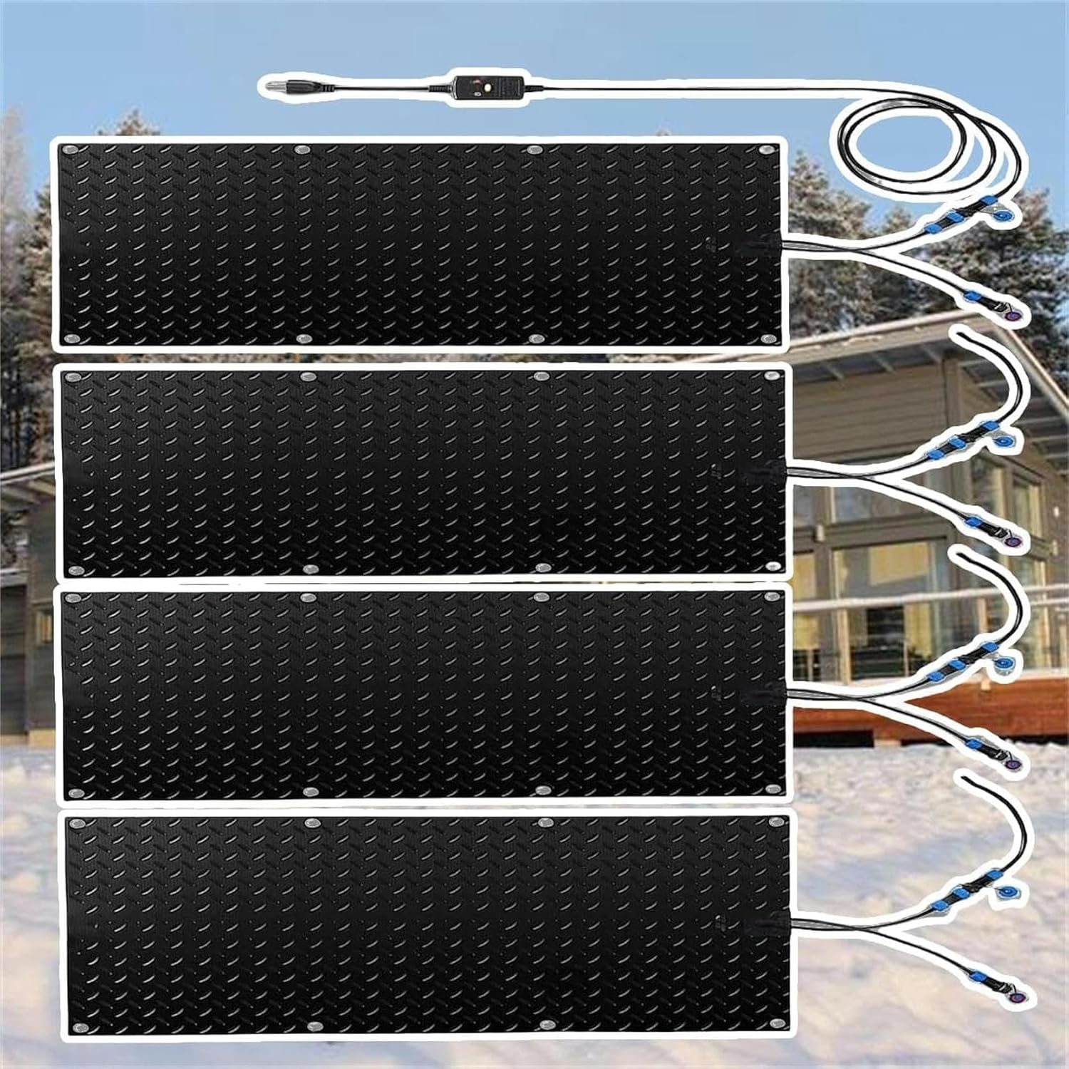 AMNOOL Snow Melting Walkway Mat Roof Heat Panel for Ice Dams Non Slip Rubber Heated Mat Black Roof Heated Outdoor Mats for Winter