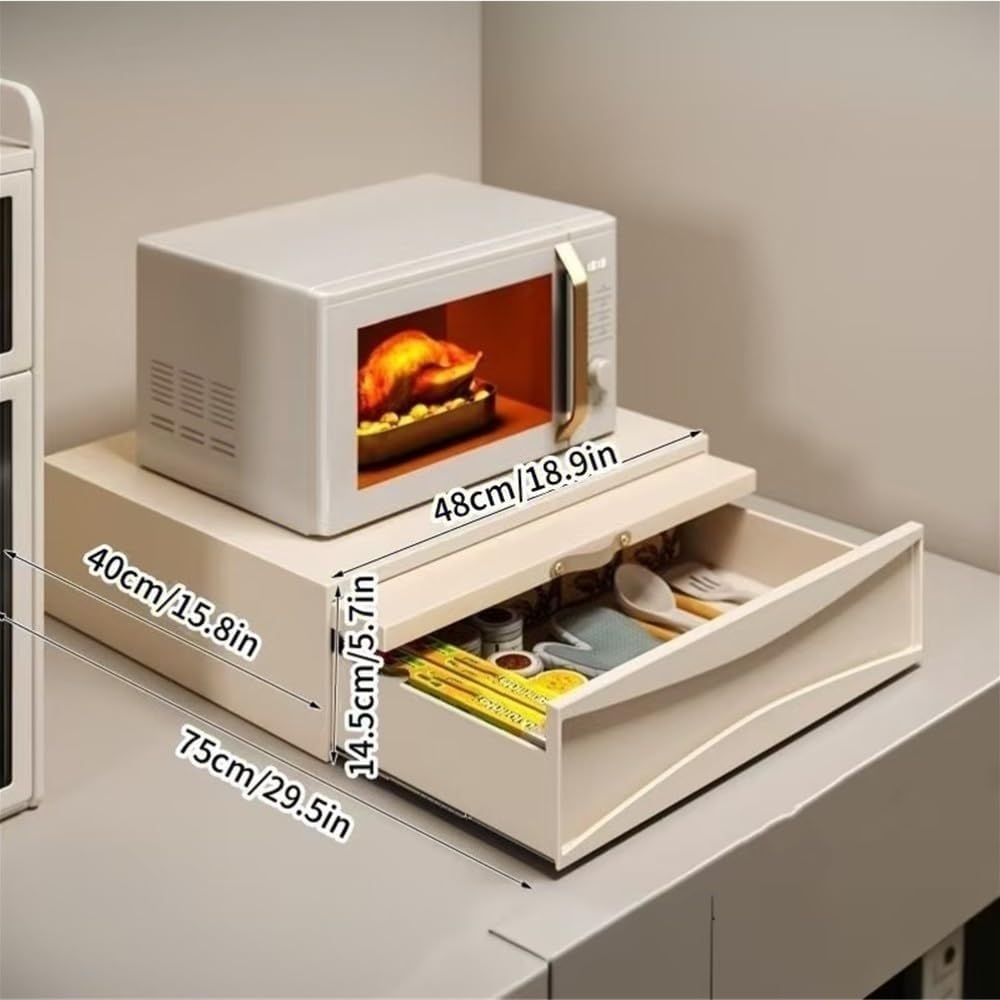 Adjustable Countertop Shelf, Microwave Stand with Drawer for Kitchen Appliances, Organizes Ovens, Rice Cookers