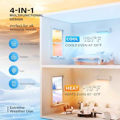 ROVSUN 18,000 BTU Mini Split AC/Heating System with Inverter, 23 SEER2 Energy Saving 230V Ductless Split-System Air Conditioner with Pre-Charged Condenser, Heat Pump, Remote Control & Installation Kit