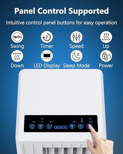 8,000 BTU Smart Portable Air Conditioner – 3-In-1 Cooling, Dehumidifier & Fan for Rooms Up to 550 Sq.Ft, Ultra-Quiet with Mobility Control, Easy Window Installation Kit & Energy-Saving Mode (White)