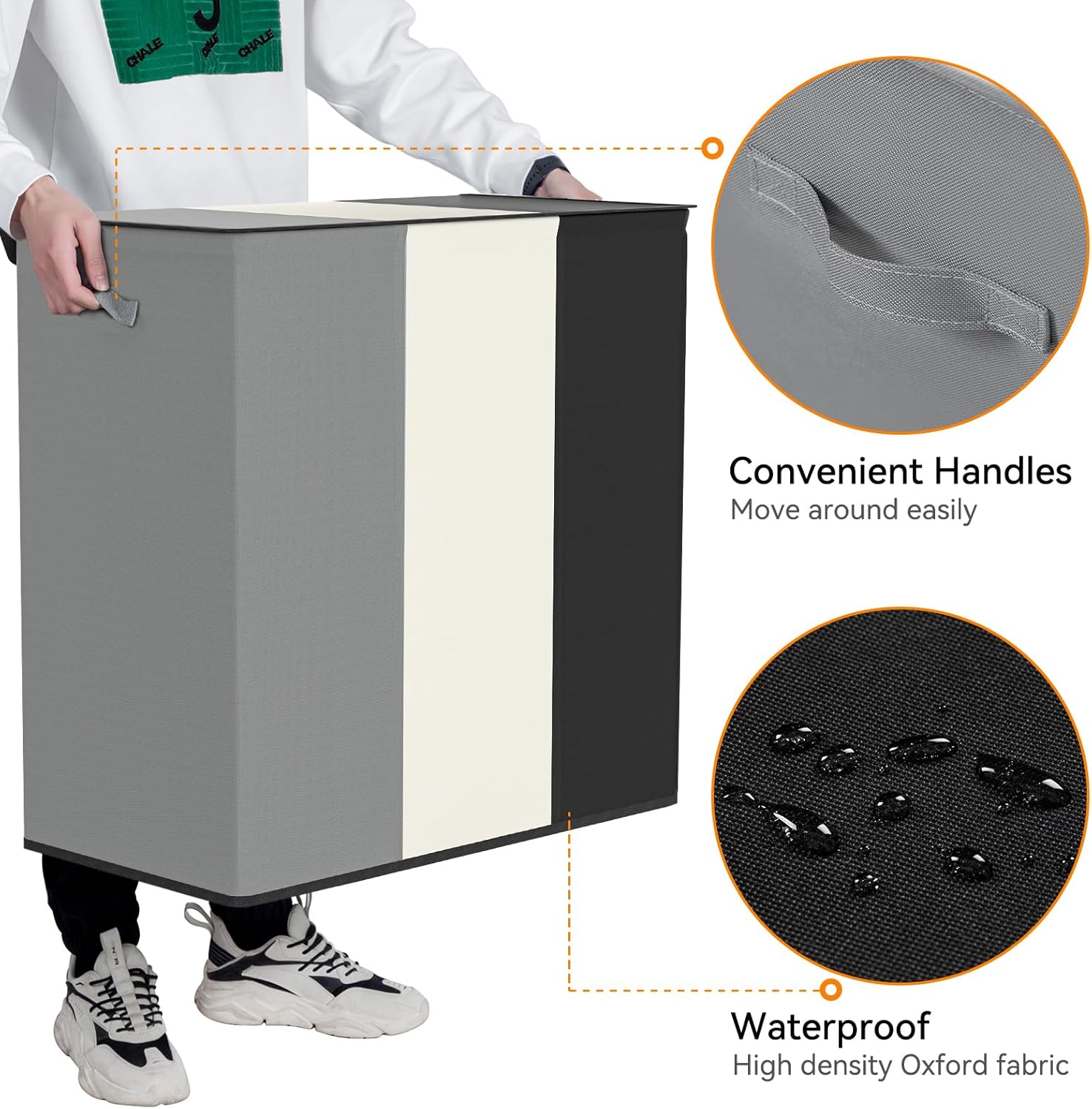 WOWLIVE 180L Laundry Hamper with Lid 3 Section,Large Laundry Basket with Removable Bags and Handles,Collapsible Dirty Clothes Hampers for Laundry,Laundry Basket Organizer for Laundry Room,Dorm